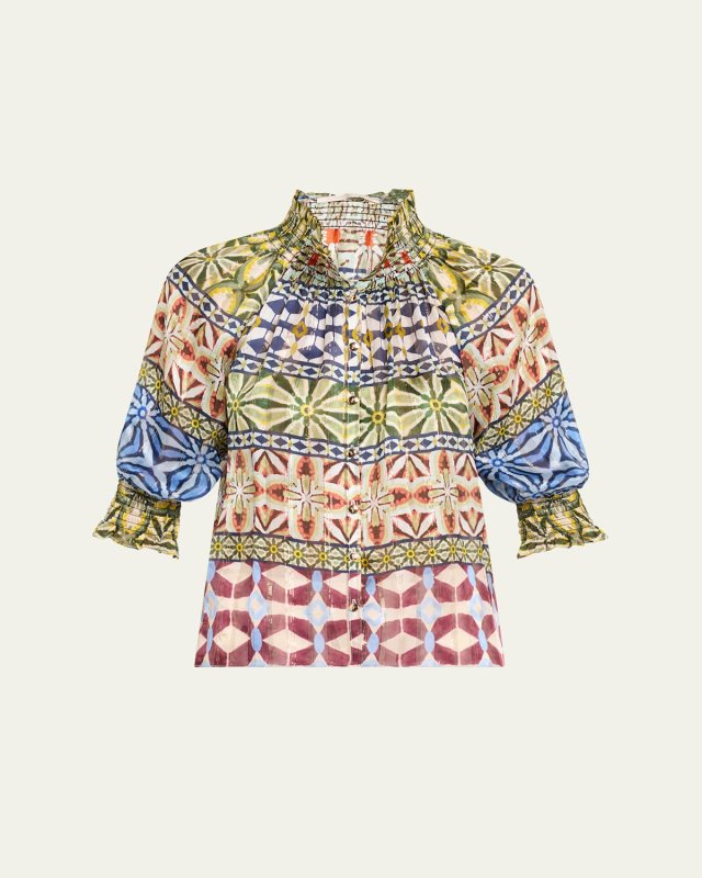 Chela Silk Button-Front Top